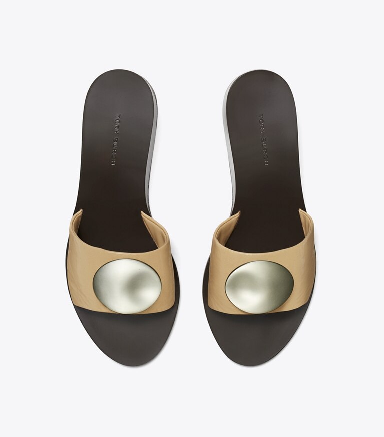 Tory Burch diseñador sandalias Sandalia Patos con cuña en CHATEAU GRAY / SILVER vista superior