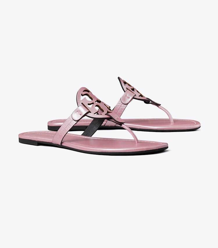 Tory Burch diseñador sandalias Sandalia perlada Miller en PEARLESCENT PINK ángulo