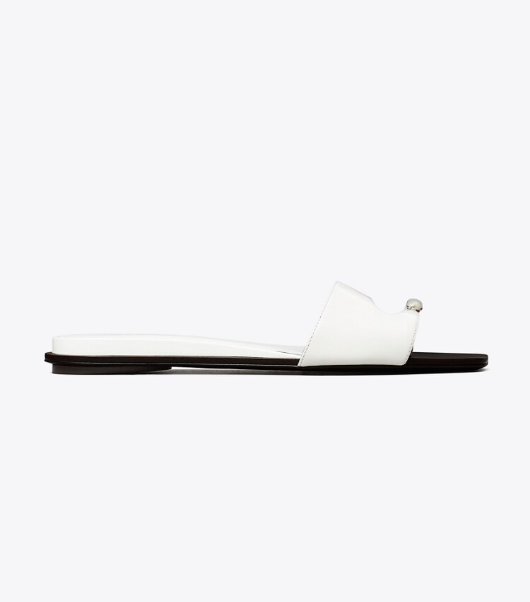 Tory Burch diseñador sandalias Sandalia Pierced en WHITE / SILVER lateral
