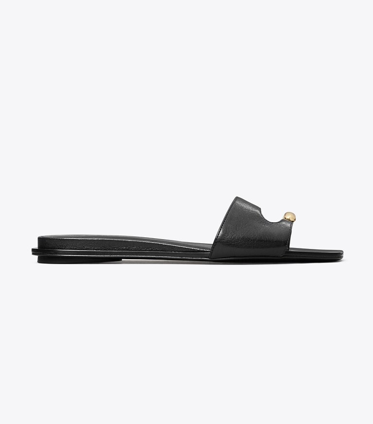 Tory Burch diseñador sandalias Sandalia Pierced en PERFECT BLACK / GOLD lateral
