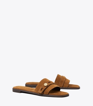 Tory Burch diseñador sandalias Sandalia Romy en Caramel ángulo