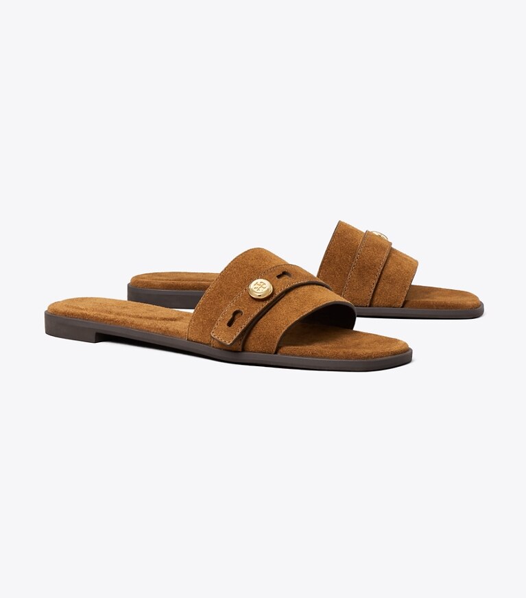 Tory Burch diseñador sandalias Sandalia Romy en Caramel ángulo