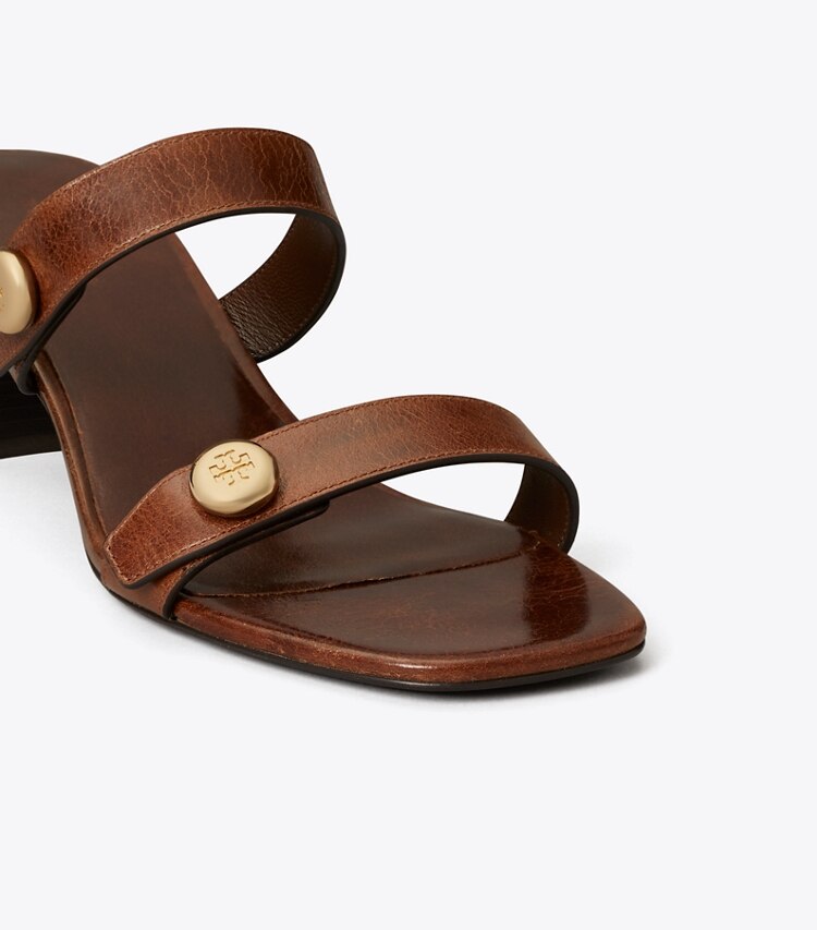 Tory Burch diseñador sandalias Sandalia Romy City en MILK CHOCOLATE detalle