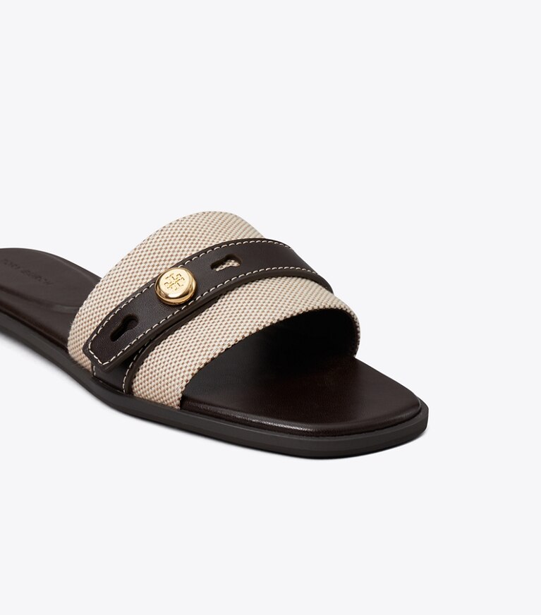 Tory Burch diseñador sandalias Sandalia Romy en NATURAL / BROWN detalle