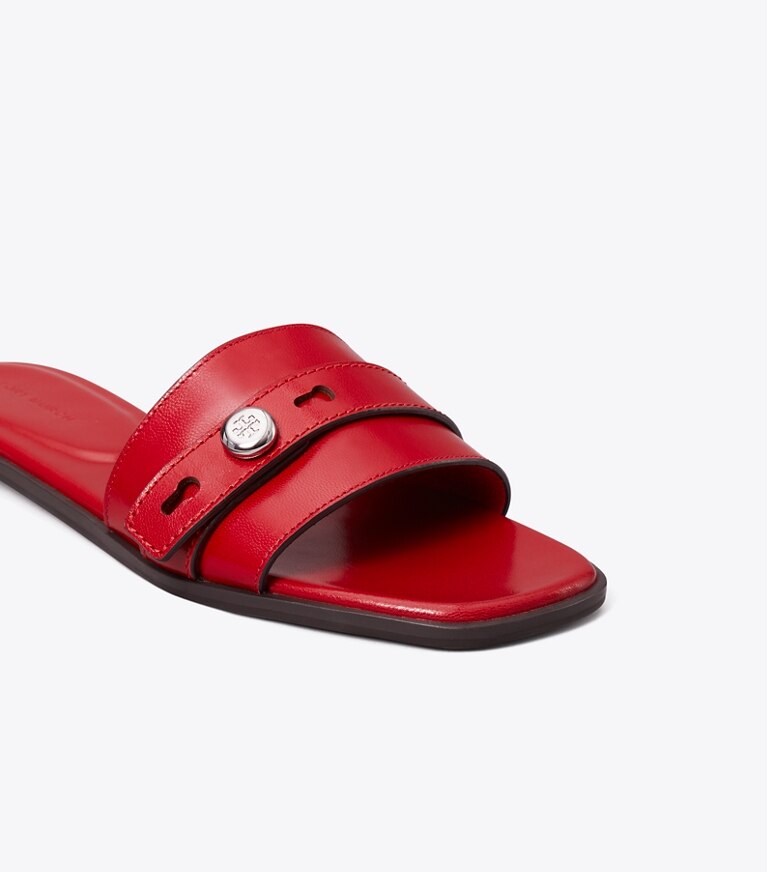 Tory Burch diseñador sandalias Sandalia Romy en TOUCAN RED detalle