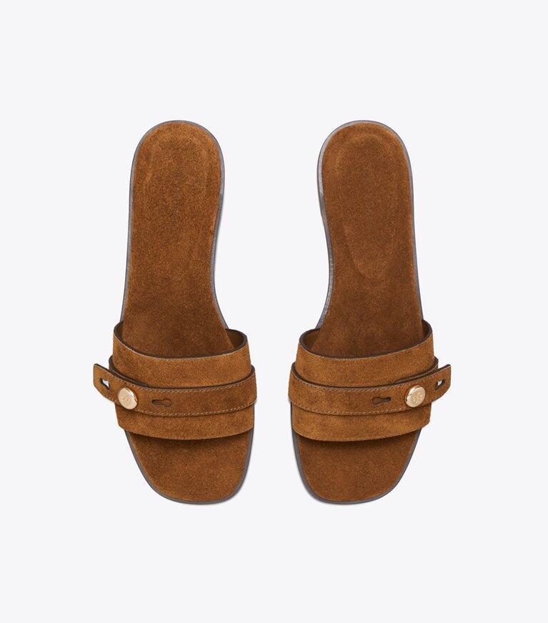 Tory Burch diseñador sandalias Sandalia Romy en Caramel vista superior