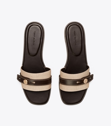 Tory Burch diseñador sandalias Sandalia Romy en NATURAL / BROWN vista superior