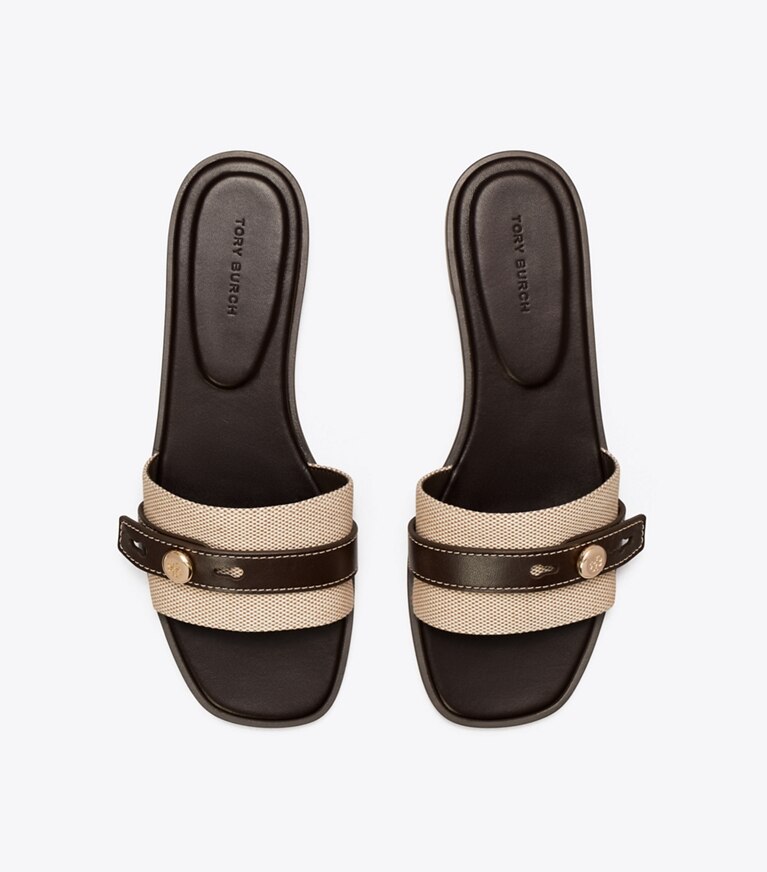 Tory Burch diseñador sandalias Sandalia Romy en NATURAL / BROWN vista superior