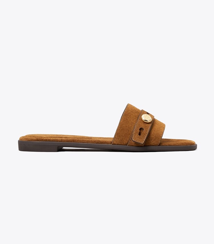 Tory Burch diseñador sandalias Sandalia Romy en Caramel lateral