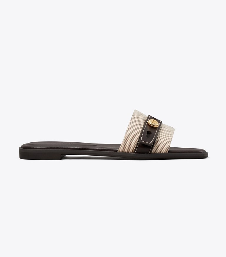 Tory Burch diseñador sandalias Sandalia Romy en NATURAL / BROWN lateral