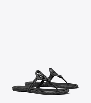 Tory Burch diseñador sandalias Sandalias anudades Miller con pavé en PERFECT BLACK ángulo