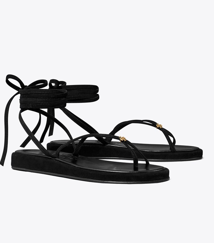 Tory Burch diseñador sandalias Sandalias Capri cruzadas al tobillo en BLACK ángulo