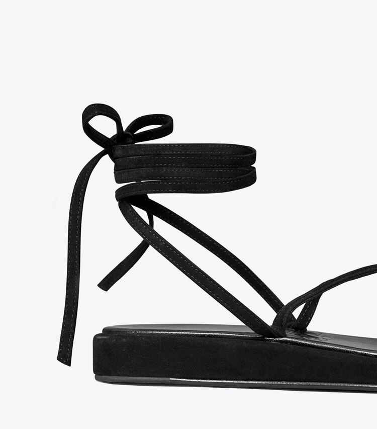 Tory Burch diseñador sandalias Sandalias Capri cruzadas al tobillo en BLACK detalle