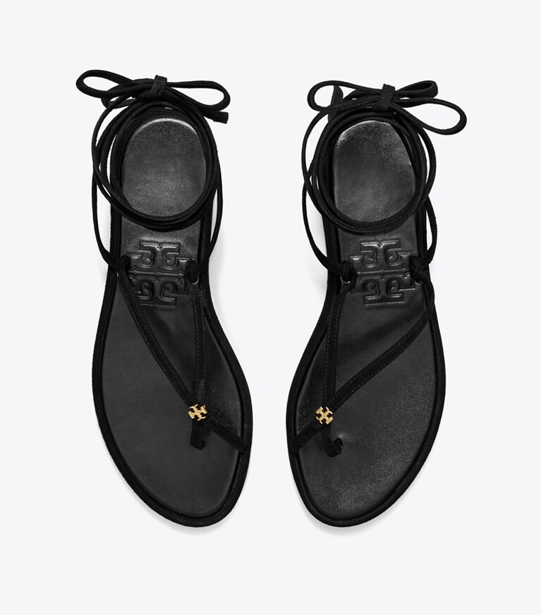 Tory Burch diseñador sandalias Sandalias Capri cruzadas al tobillo en BLACK vista superior