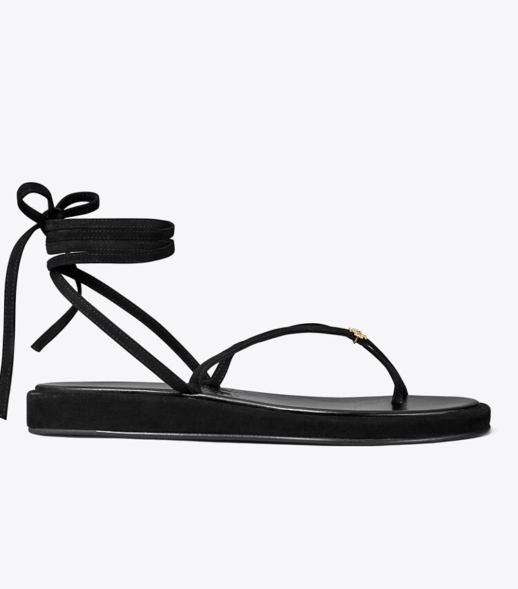 Tory Burch diseñador sandalias Sandalias Capri cruzadas al tobillo en BLACK lateral