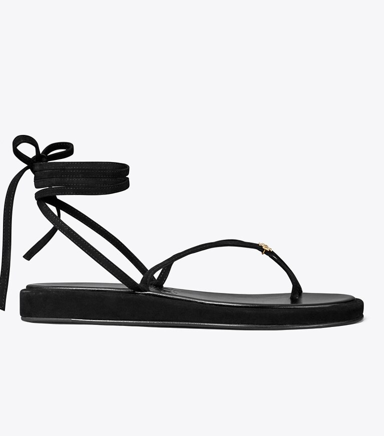 Tory Burch diseñador sandalias Sandalias Capri cruzadas al tobillo en BLACK lateral