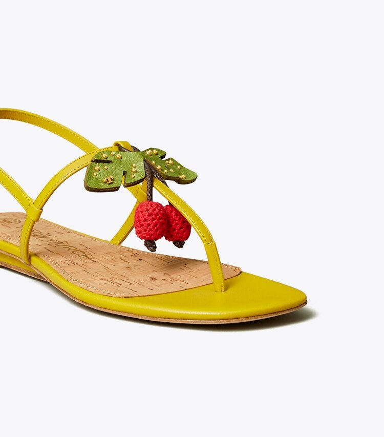 Tory Burch diseñador sandalias Sandalias Cherry en Pear detalle