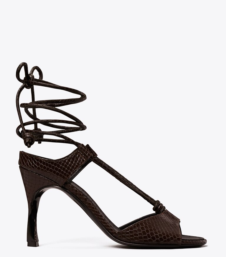 Tory Burch diseñador sandalias Sandalias con tacón Twisted en CHOCOLATE lateral