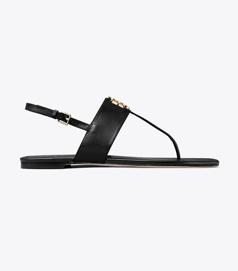 Tory Burch diseñador sandalias Sandalias con tira en T Eleanor en PERFECT BLACK lateral