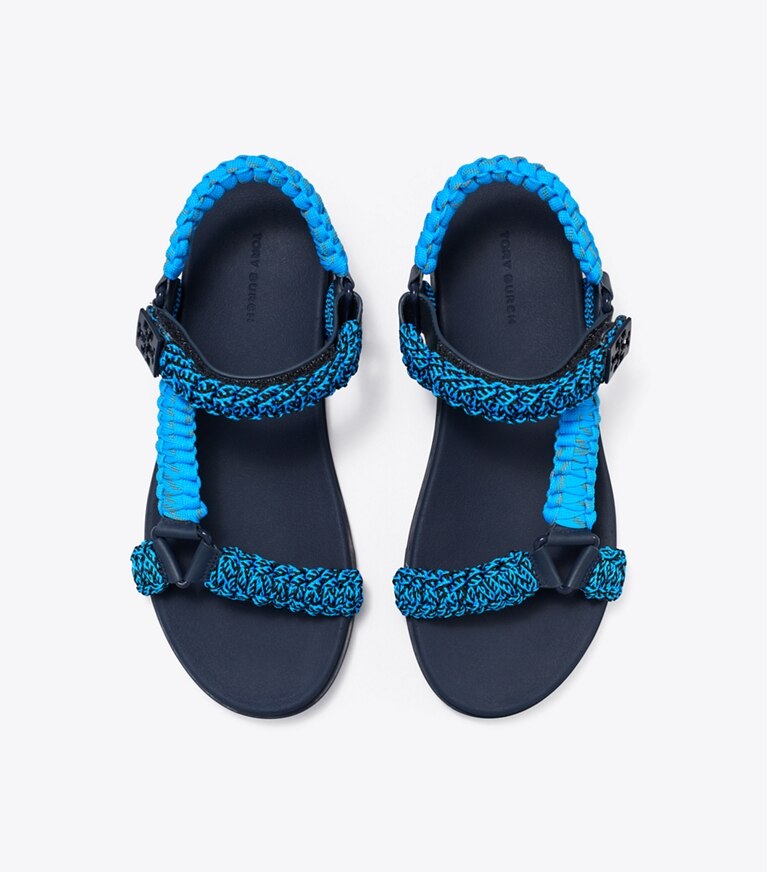 Tory Burch diseñador sandalias Sandalias de cuerda Mellow Trail en BLUE MULTI / NEW NAVY vista superior