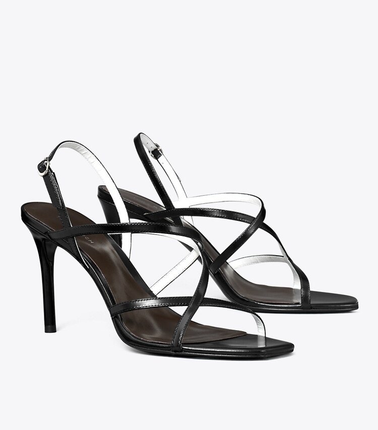 Tory Burch diseñador sandalias Sandalias de tacón con varias tiras en PERFECT BLACK ángulo