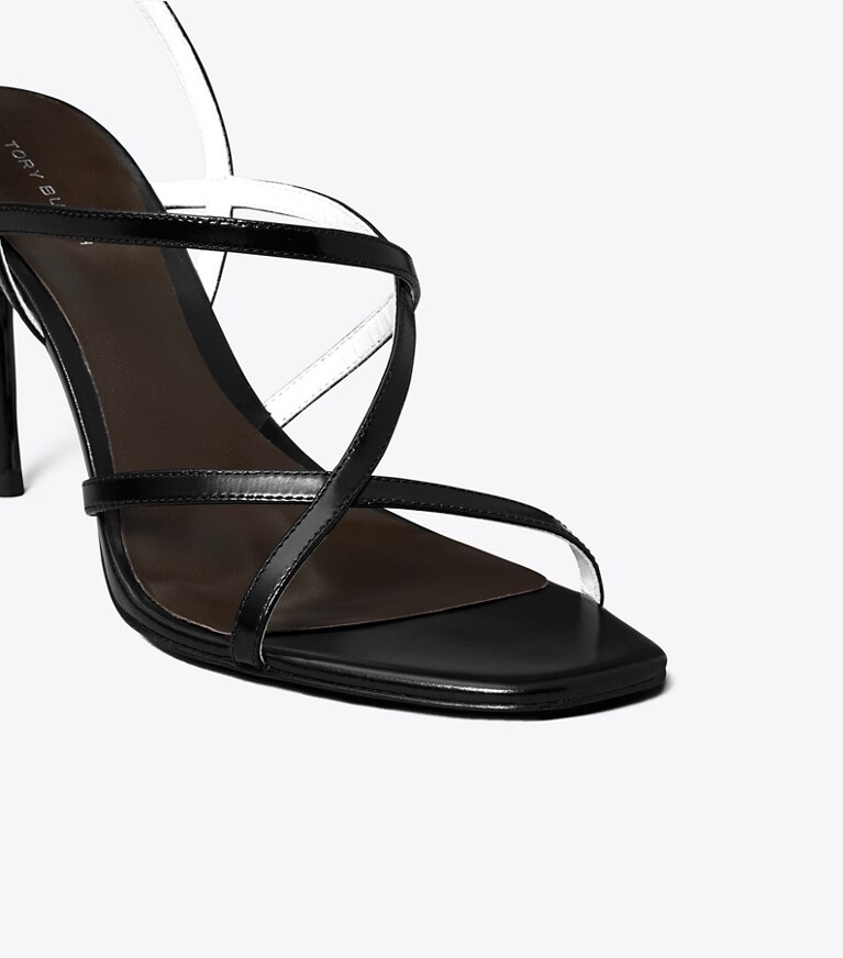 Tory Burch diseñador sandalias Sandalias de tacón con varias tiras en PERFECT BLACK detalle