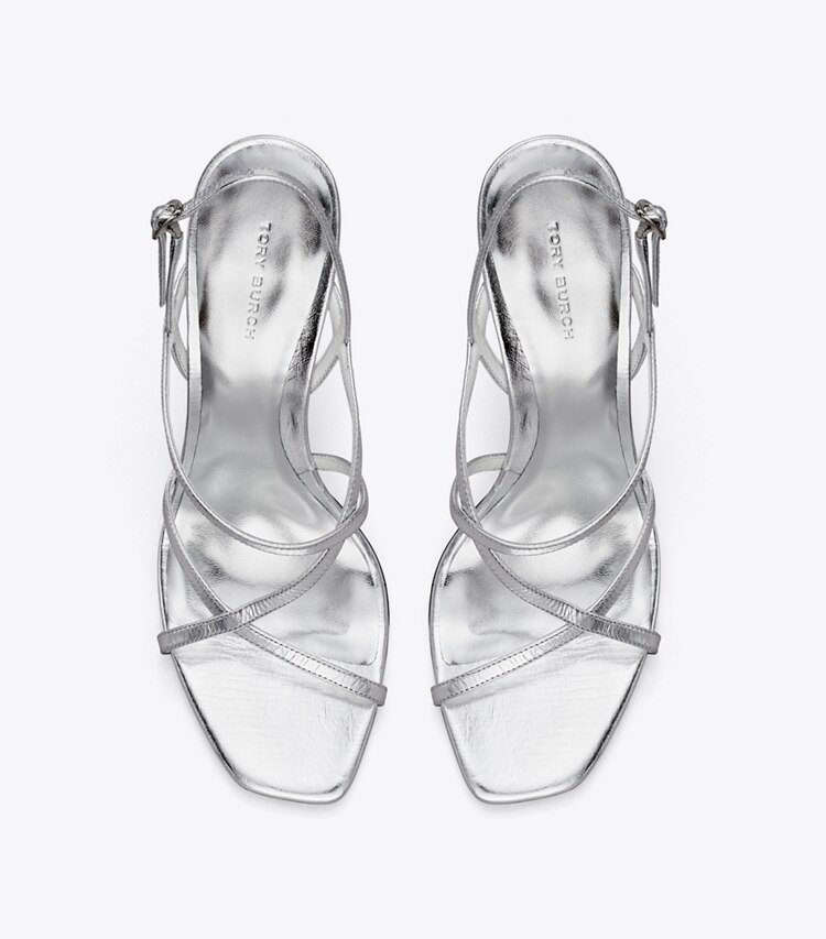 Tory Burch diseñador sandalias Sandalias de tacón con varias tiras en SILVER vista superior