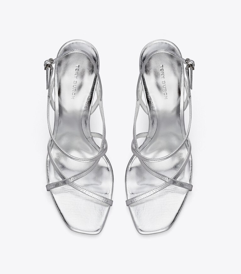 Tory Burch diseñador sandalias Sandalias de tacón con varias tiras en SILVER vista superior