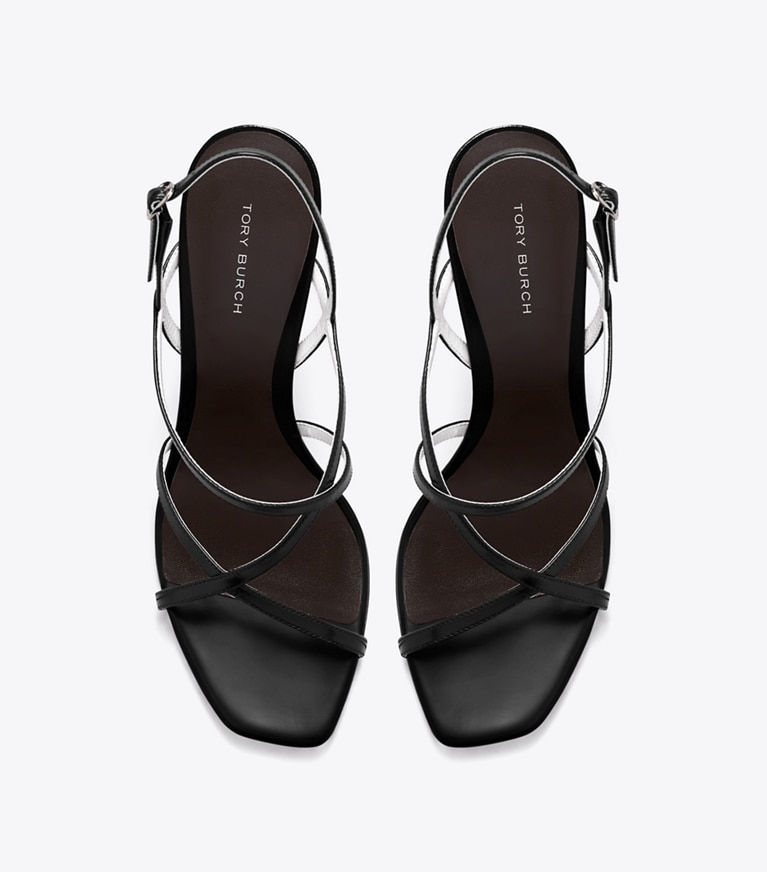 Tory Burch diseñador sandalias Sandalias de tacón con varias tiras en PERFECT BLACK vista superior