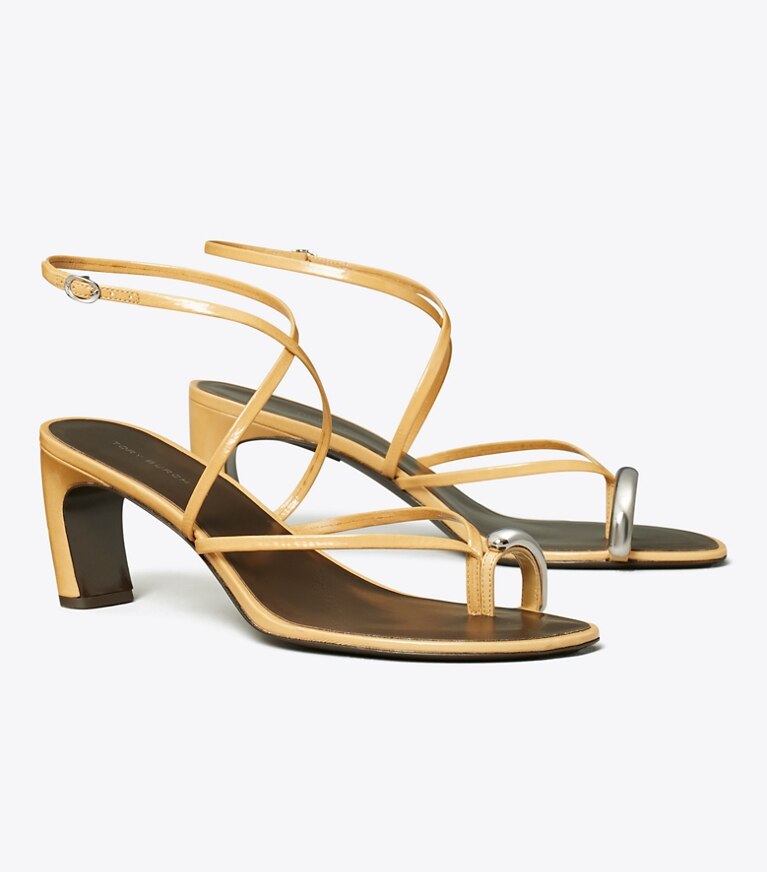 Tory Burch diseñador sandalias Sandalias de tacón con varias tiras Pierced en CANTUCCI / SILVER ángulo