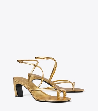 Tory Burch diseñador sandalias Sandalias de tacón con varias tiras Pierced en GOLD LEAF ángulo