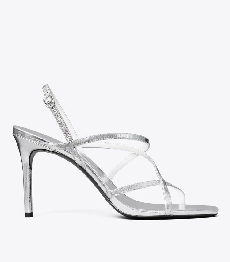 Tory Burch diseñador sandalias Sandalias de tacón con varias tiras en SILVER lateral