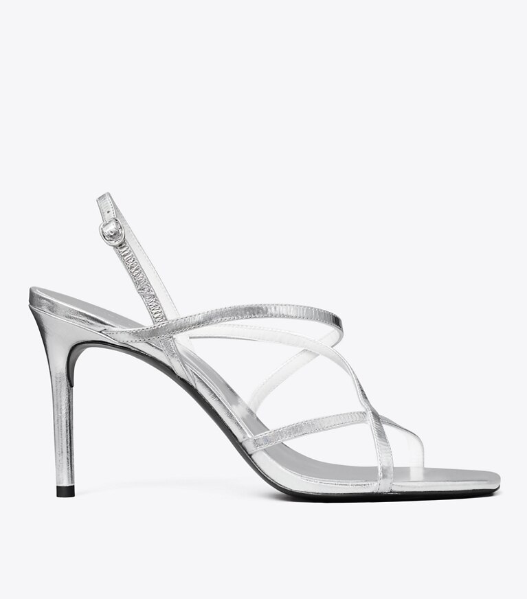 Tory Burch diseñador sandalias Sandalias de tacón con varias tiras en SILVER lateral
