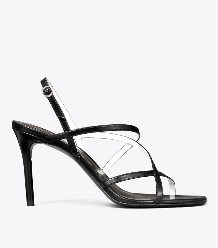 Tory Burch diseñador sandalias Sandalias de tacón con varias tiras en PERFECT BLACK lateral