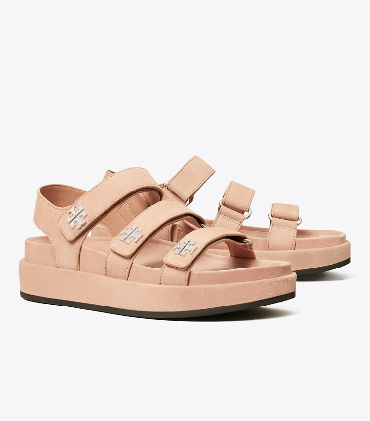 Tory Burch diseñador sandalias Sandalias de tres tiras Kira Sport en MALVA / SILVER ángulo
