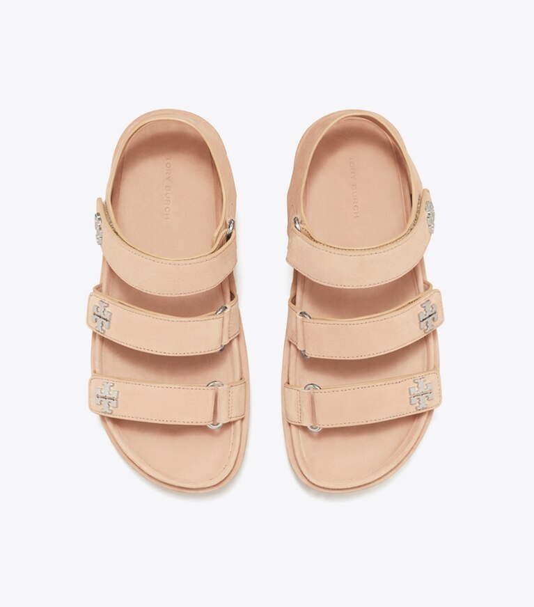 Tory Burch diseñador sandalias Sandalias de tres tiras Kira Sport en MALVA / SILVER vista superior