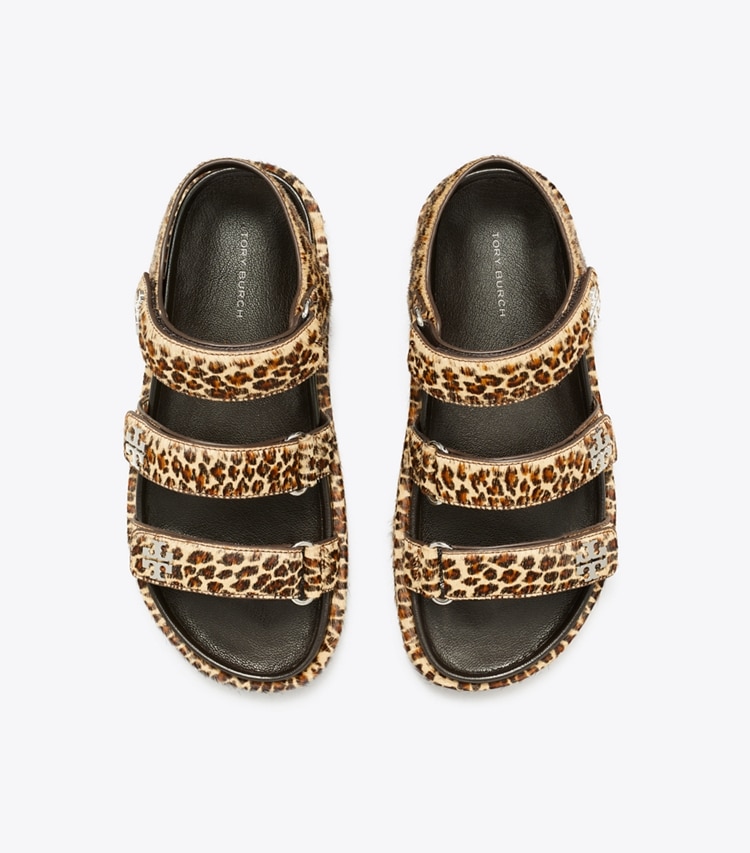 Tory Burch diseñador sandalias Sandalias de tres tiras Kira Sport en LEOPARD MULTI / SILVER vista superior