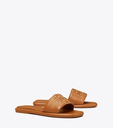 Tory Burch diseñador sandalias Sandalias deportivas doble T, anchas en Bourbon Miele / GOLD ángulo