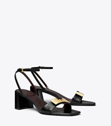 Tory Burch diseñador sandalias Sandalias Gigi en PERFECT BLACK / GOLD ángulo