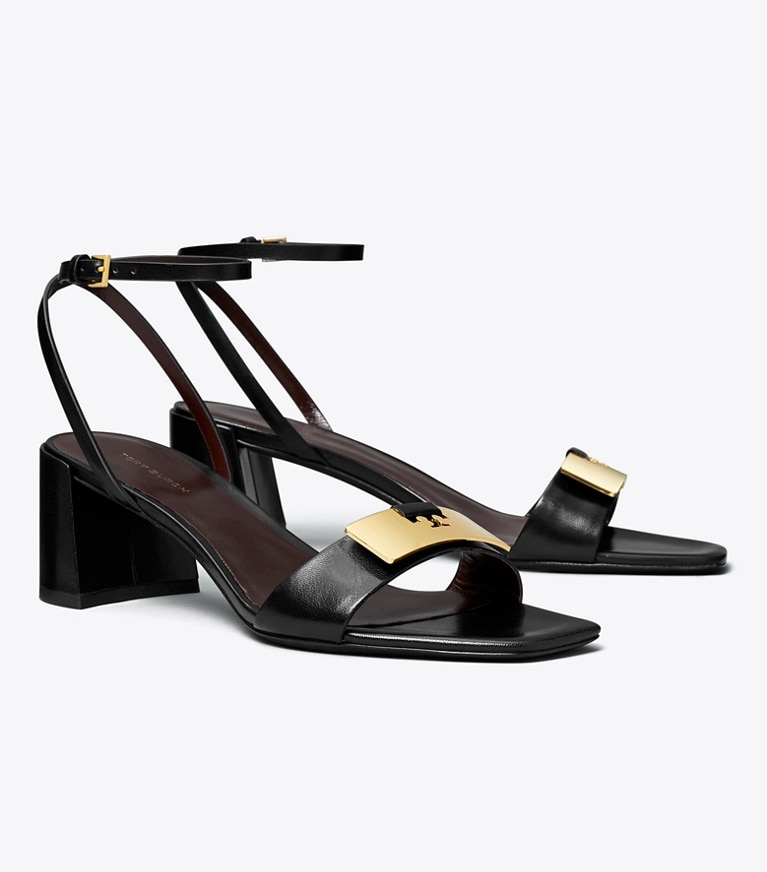 Tory Burch diseñador sandalias Sandalias Gigi en PERFECT BLACK / GOLD ángulo
