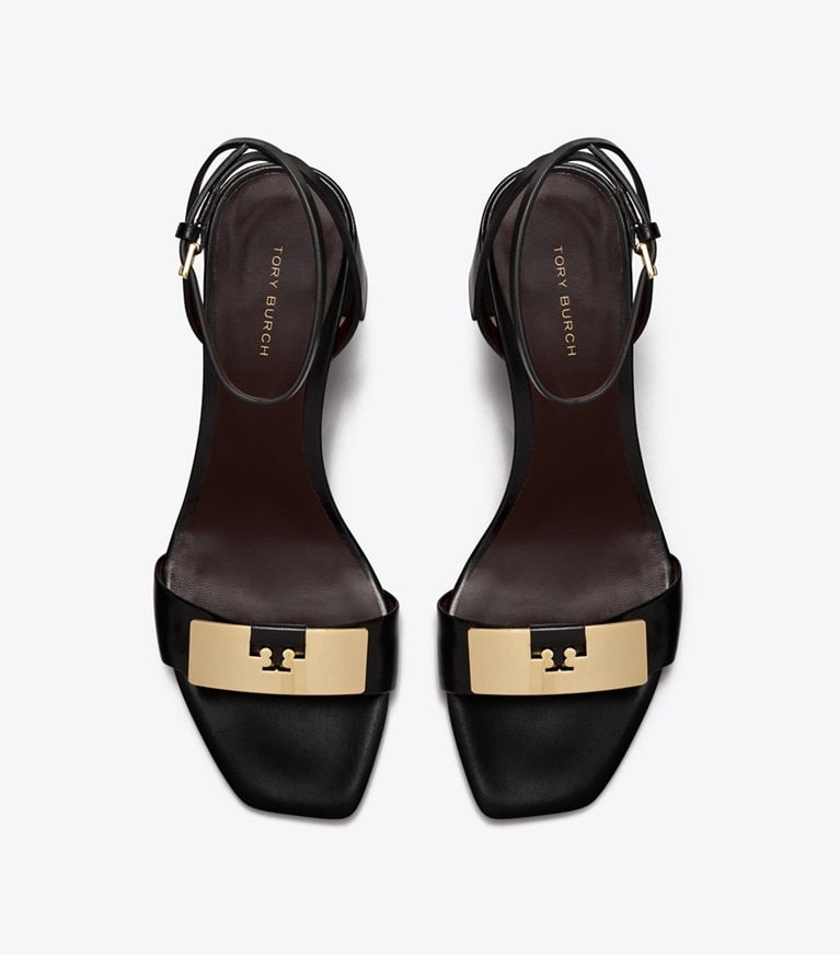 Tory Burch diseñador sandalias Sandalias Gigi en PERFECT BLACK / GOLD vista superior