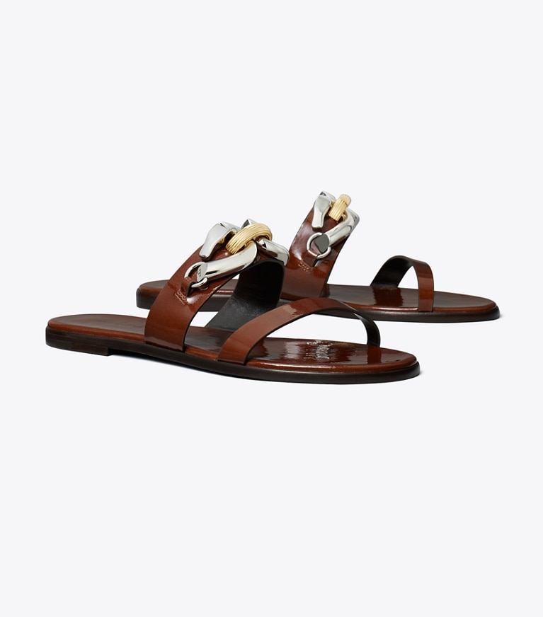 Tory Burch diseñador sandalias Sandalias Jessa de dos tiras en RUSSET BROWN ángulo