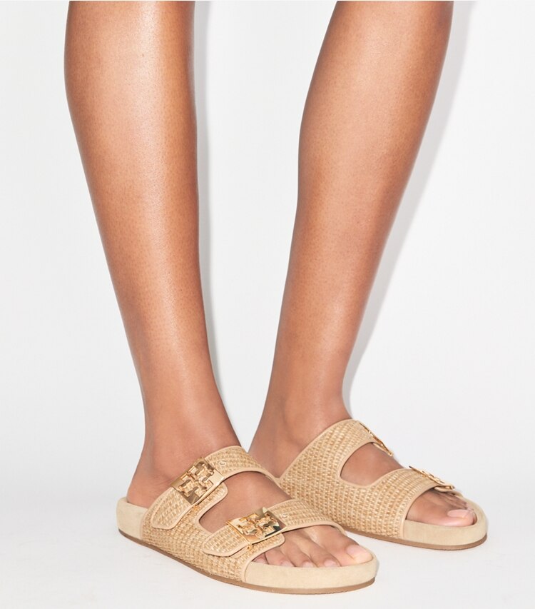 Tory Burch diseñador sandalias Sandalias Mellow de rafia en LIGHT CAMEL / LIGHT TEAK accesorio en modelo