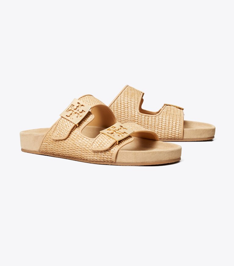 Tory Burch diseñador sandalias Sandalias Mellow de rafia en LIGHT CAMEL / LIGHT TEAK ángulo