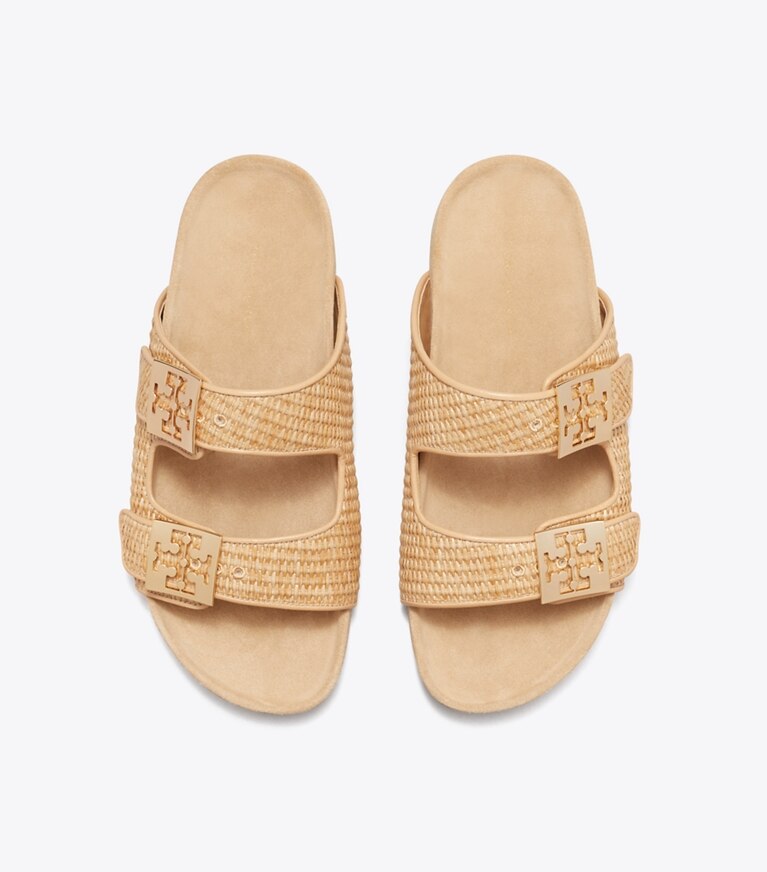 Tory Burch diseñador sandalias Sandalias Mellow de rafia en LIGHT CAMEL / LIGHT TEAK vista superior