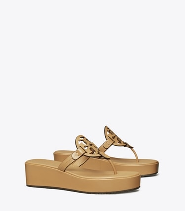Tory Burch diseñador sandalias Sandalias Miller con cuña en GINGER SHORTBREAD ángulo
