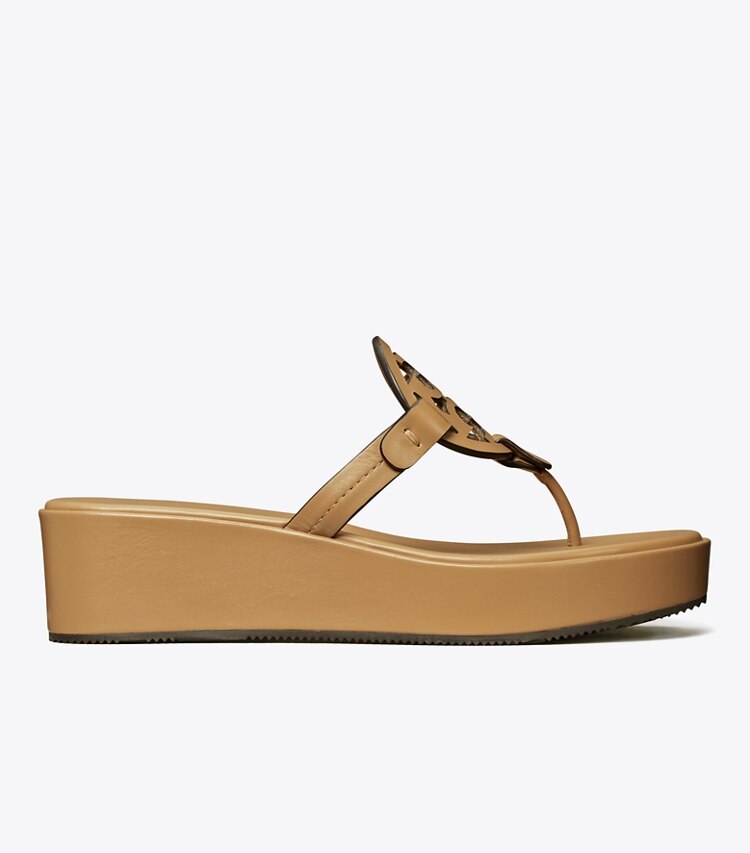Tory Burch diseñador sandalias Sandalias Miller con cuña en GINGER SHORTBREAD lateral
