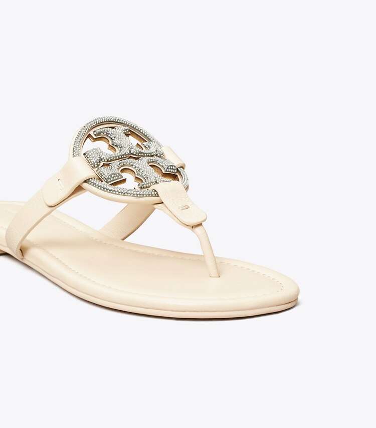 Tory Burch diseñador sandalias Sandalias Miller con pavé en New Cream detalle