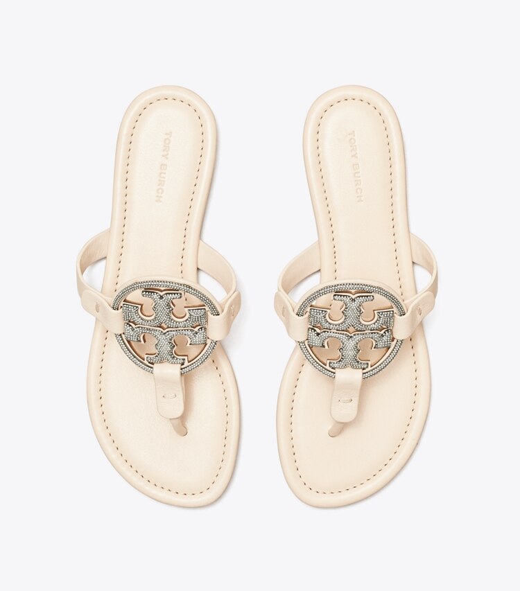 Tory Burch diseñador sandalias Sandalias Miller con pavé en New Cream desde arriba
