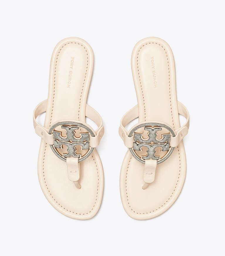 Tory Burch diseñador sandalias Sandalias Miller con pavé en New Cream desde arriba